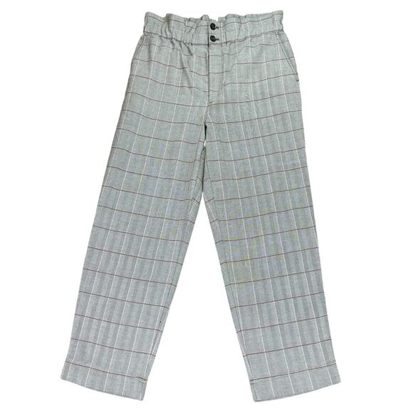Madewell Pants - Madewell Paperbag High Rise Tapered Cropped Pants Plaid Size 10 NWOT